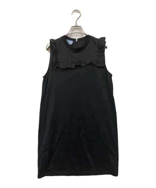 PRADA（プラダ）PRADA (プラダ) フリル ノースリーブワンピース ブラック サイズ:Mの古着・服飾アイテム