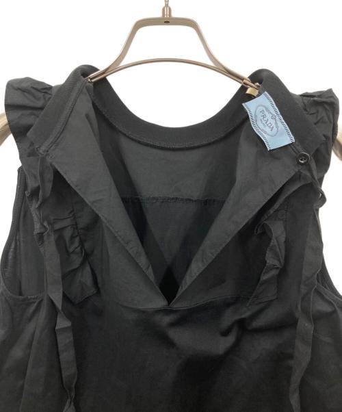 PRADA（プラダ）PRADA (プラダ) フリル ノースリーブワンピース ブラック サイズ:Mの古着・服飾アイテム