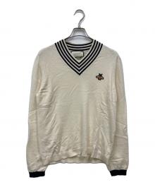 GUCCI（グッチ）の古着「19AW BEE刺繍 Vネック ニットセーター」｜アイボリー
