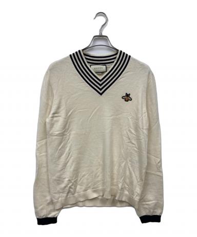 GUCCI グッチ セーター 19年春夏 美品 中古・古着通販】GUCCI (グッチ) 19AW BEE刺繍 Vネック ニットセーター