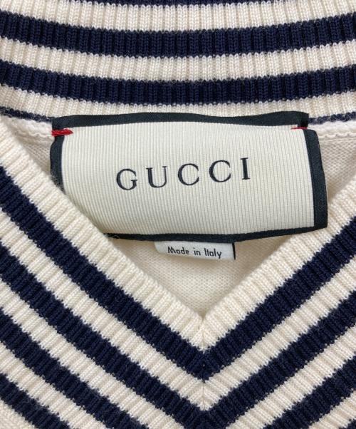 GUCCI（グッチ）GUCCI (グッチ) 19AW BEE刺繍 Vネック ニットセーター アイボリー サイズ:Mの古着・服飾アイテム