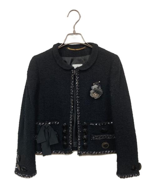 MOSCHINO（モスキーノ）MOSCHINO (モスキ) ツイードジャケット ブラック サイズ:34の古着・服飾アイテム