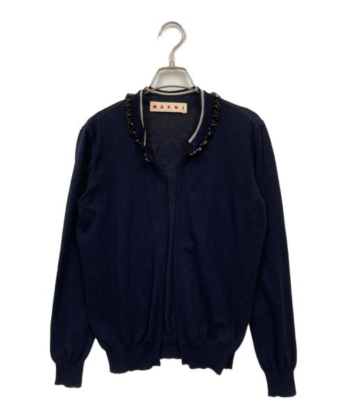 MARNI（マルニ）MARNI (マルニ) 装飾 カーディガン ネイビー サイズ:38の古着・服飾アイテム