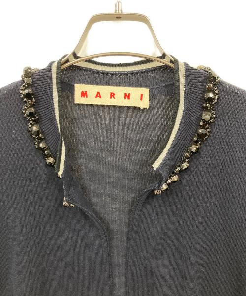 MARNI（マルニ）MARNI (マルニ) 装飾 カーディガン ネイビー サイズ:38の古着・服飾アイテム