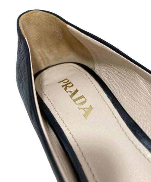 PRADA（プラダ）PRADA (プラダ) ウェッジソールサンダル ブラック サイズ:35 1/2の古着・服飾アイテム