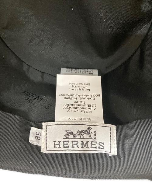 HERMES（エルメス）HERMES (エルメス) Ｈロゴ入りハット ネイビー サイズ:58の古着・服飾アイテム