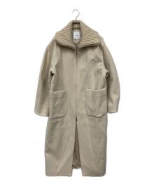 CLANE（クラネ）の古着「RIB COLLAR WOOL LONG COAT」｜ベージュ