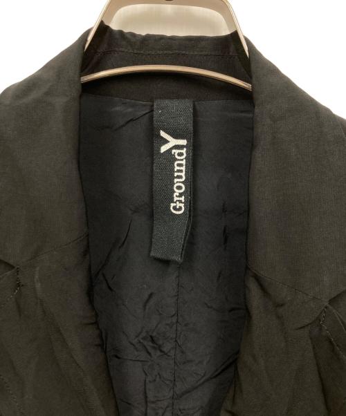 GROUND Y（グラウンドワイ）GROUND Y (グラウンドワイ) POLYESTER CREPE de CHINE DOUBLE JACKET ブラック サイズ:Sの古着・服飾アイテム