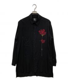 B Yohji Yamamoto（ビーヨウジヤマモト）の古着「一輪花 ロングシャツ」｜ブラック