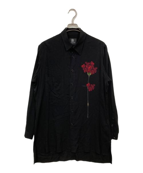 B Yohji Yamamoto（ビーヨウジヤマモト）B Yohji Yamamoto (ビーヨウジヤマモト) 一輪花 ロングシャツ ブラック サイズ:1の古着・服飾アイテム