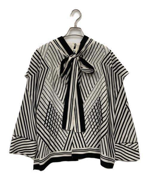 ADORE（アドーア）ADORE (アドーア) オプティカルプリントブラウス ブラック サイズ:38の古着・服飾アイテム
