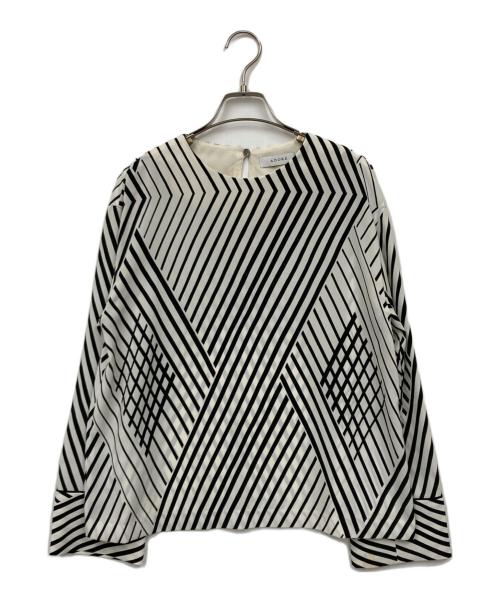 ADORE（アドーア）ADORE (アドーア) オプティカルプリントブラウス ブラック サイズ:38の古着・服飾アイテム