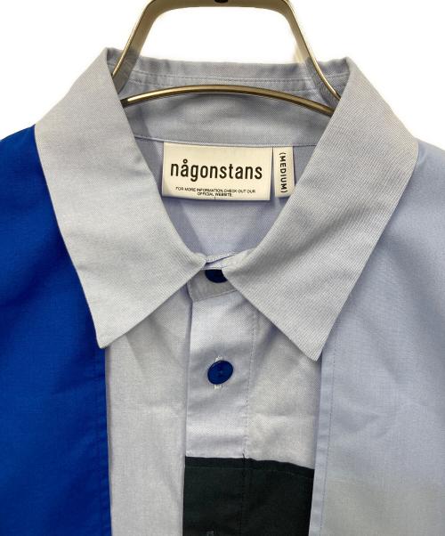nagonstans（ナゴンスタンス）nagonstans (ナゴンスタンス) パッチワークシャツ ブルー サイズ:MEDIUMの古着・服飾アイテム