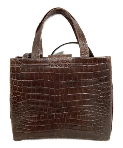 Salvatore Ferragamo（サルヴァトーレ フェラガモ）Salvatore Ferragamo (サルヴァトーレ フェラガモ) クロコ型押し2wayショルダーバッグ ブラウンの古着・服飾アイテム