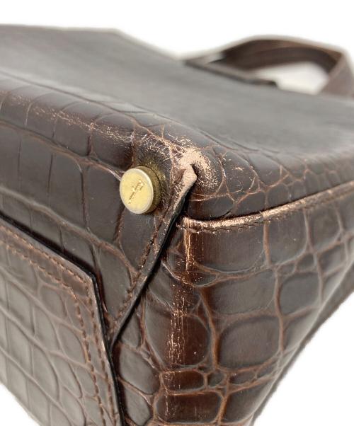 Salvatore Ferragamo（サルヴァトーレ フェラガモ）Salvatore Ferragamo (サルヴァトーレ フェラガモ) クロコ型押し2wayショルダーバッグ ブラウンの古着・服飾アイテム