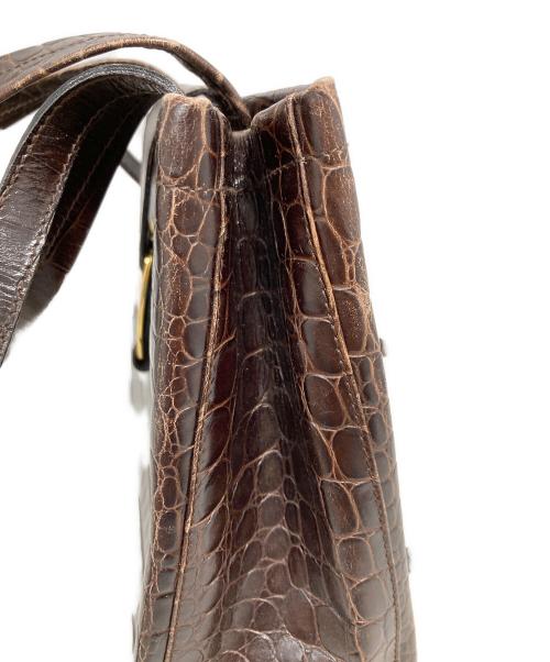 Salvatore Ferragamo（サルヴァトーレ フェラガモ）Salvatore Ferragamo (サルヴァトーレ フェラガモ) クロコ型押し2wayショルダーバッグ ブラウンの古着・服飾アイテム