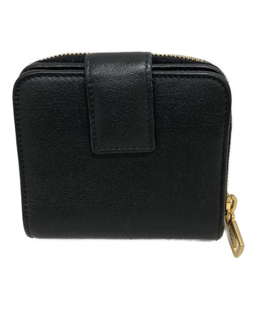 Yves Saint Laurent（イヴサンローラン）Yves Saint Laurent (イヴサンローラン) ロゴレザーラウンドジップウォレット ブラックの古着・服飾アイテム
