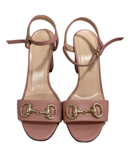 GUCCI（グッチ）GUCCI (グッチ) ホースビットハイヒールサンダル ピンク サイズ:34.5の古着・服飾アイテム