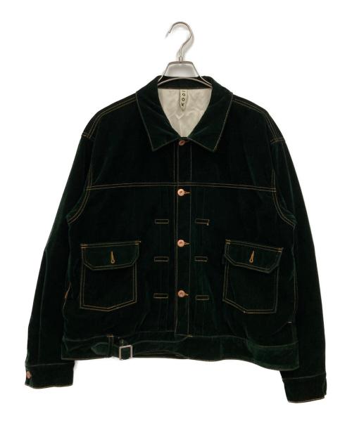kooi（コーイ）kooi (コーイ) VELVETEEN TRUCKER JACKET グリーン サイズ:1の古着・服飾アイテム
