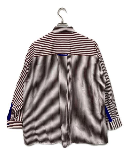nagonstans（ナゴンスタンス）nagonstans (ナゴンスタンス) ストライプ ミックスシャツ ブラウン サイズ:Mの古着・服飾アイテム
