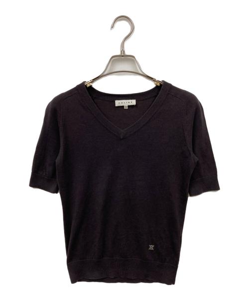 CELINE（セリーヌ）CELINE (セリーヌ) 半袖ニット ネイビー サイズ:Sの古着・服飾アイテム