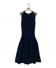 BORDERS at BALCONY（ボーダーズアットバルコニー）の古着「SCALLOP KNIT DRESS ノースリーブワンピース」｜ネイビー