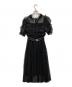 Lily Brown (リリーブラウン) MARY QUANT (マリークヮント) ベルト付きドットチュールドレス ブラック：8000円