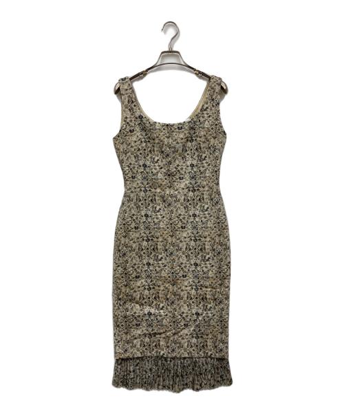 MaxMara（マックスマーラ）MaxMara (マックスマーラ) 総柄ノースリーブワンピース ベージュ サイズ:38の古着・服飾アイテム