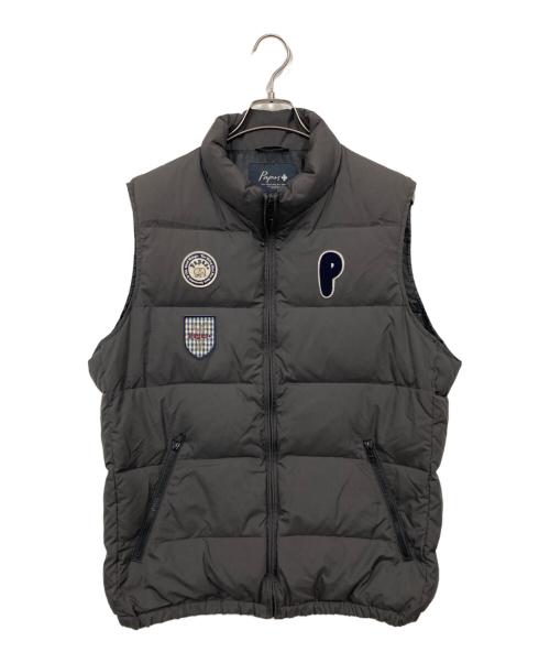 PAPAS（パパス）PAPAS (パパス) ワッペンダウンベスト グレー サイズ:Lの古着・服飾アイテム