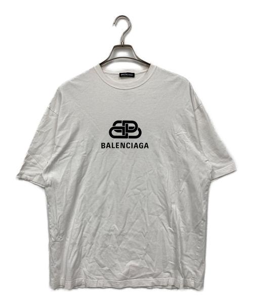 BALENCIAGA（バレンシアガ）BALENCIAGA (バレンシアガ) BBロゴクールネックT ホワイト サイズ:Sの古着・服飾アイテム