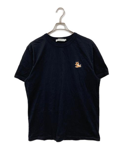 maison kitsune（メゾンキツネ）MAISON KITSUNE (メゾンキツネ) チラックスロゴ Tシャツ ブラック サイズ:XLの古着・服飾アイテム