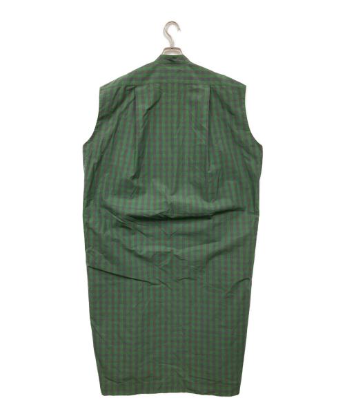 BLAMINK（ブラミンク）BLAMINK (ブラミンク) M．SUMMERブロックチェックバンドカラーワンピース グリーン サイズ:36の古着・服飾アイテム