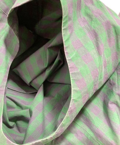 BLAMINK（ブラミンク）BLAMINK (ブラミンク) M．SUMMERブロックチェックバンドカラーワンピース グリーン サイズ:36の古着・服飾アイテム