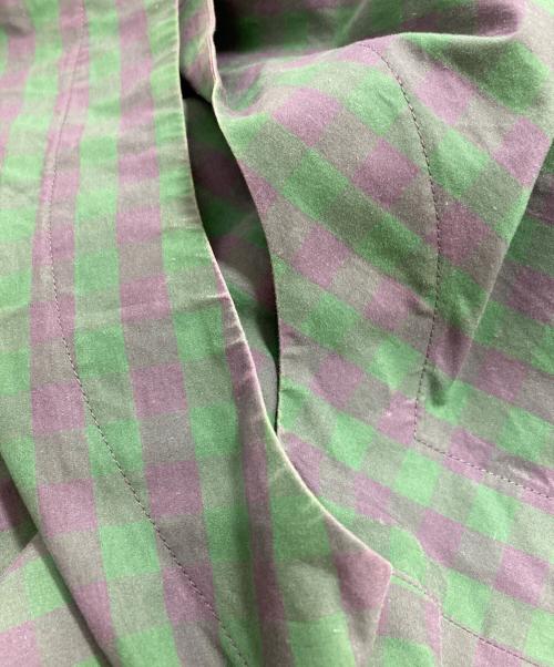 BLAMINK（ブラミンク）BLAMINK (ブラミンク) M．SUMMERブロックチェックバンドカラーワンピース グリーン サイズ:36の古着・服飾アイテム