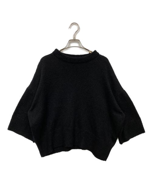 BLAMINK（ブラミンク）BLAMINK (ブラミンク) シルク5Gクルーネックショートスリーブニット ブラック サイズ:36の古着・服飾アイテム
