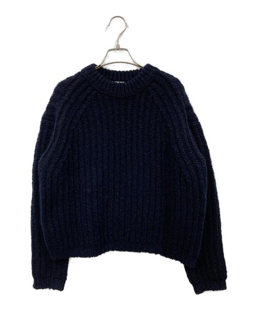 BLAMINK（ブラミンク）BLAMINK (ブラミンク) カシミヤウール1.5Gクルーネックニット ネイビー サイズ:36の古着・服飾アイテム