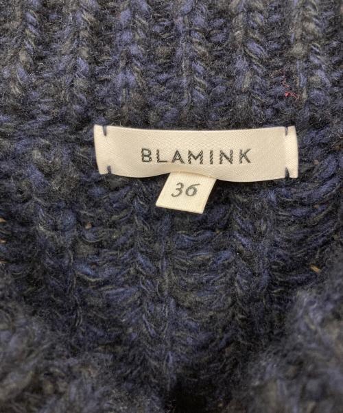 BLAMINK（ブラミンク）BLAMINK (ブラミンク) カシミヤウール1.5Gクルーネックニット ネイビー サイズ:36の古着・服飾アイテム