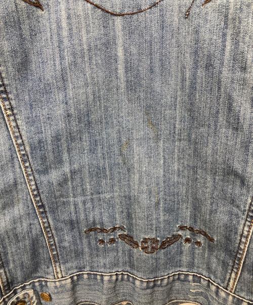 DIESEL（ディーゼル）DIESEL (ディーゼル) 刺繍デニムジャケット インディゴ サイズ:Mの古着・服飾アイテム