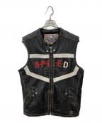 DIESELディーゼル）の古着「レザーベスト」｜ブラック