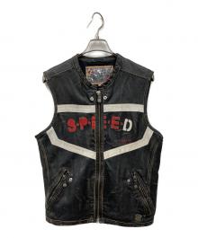DIESEL（ディーゼル）の古着「レザーベスト」｜ブラック