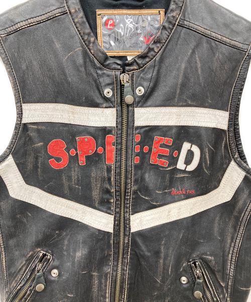 DIESEL（ディーゼル）DIESEL (ディーゼル) レザーベスト ブラック サイズ:Lの古着・服飾アイテム
