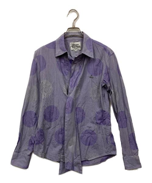 Vivienne Westwood man（ヴィヴィアン ウェストウッド マン）Vivienne Westwood man (ヴィヴィアン ウェストウッド マン) ドット柄変形シャツ パープル サイズ:44の古着・服飾アイテム