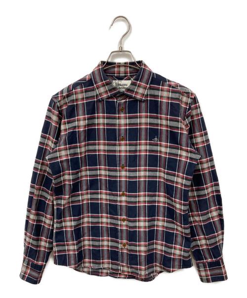 Vivienne Westwood man（ヴィヴィアン ウェストウッド マン）Vivienne Westwood man (ヴィヴィアン ウェストウッド マン) オーブデザインチェックシャツ レッド サイズ:48の古着・服飾アイテム