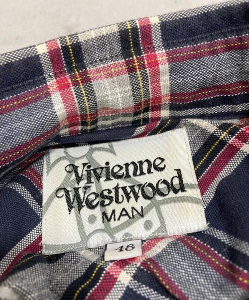 Vivienne Westwood man（ヴィヴィアン ウェストウッド マン）Vivienne Westwood man (ヴィヴィアン ウェストウッド マン) オーブデザインチェックシャツ レッド サイズ:48の古着・服飾アイテム