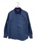 GUCCIグッチ）の古着「ギンガムチェック コットンウール ジャカードシャツ」｜ブルー