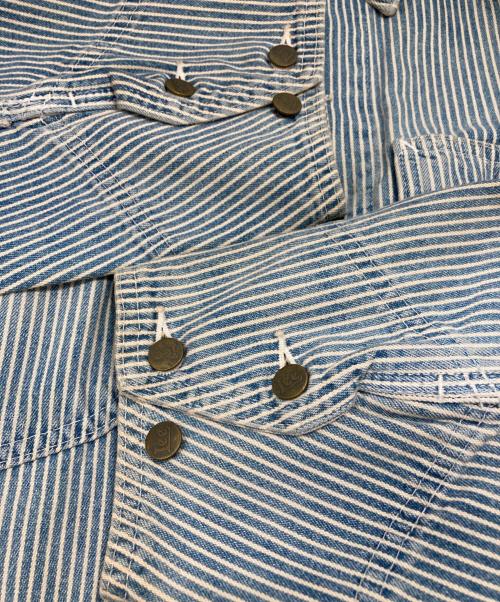 LEE（リー）LEE (リー) 復刻ハウスマークヒッコリーカバーオール ブルー サイズ:MEDIUMの古着・服飾アイテム