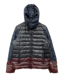 VALENTINO（ヴァレンティノ）の古着「レザー切替ダウンジャケット」｜ネイビー
