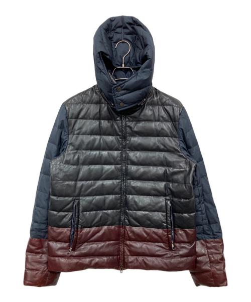 VALENTINO（ヴァレンティノ）VALENTINO (ヴァレンティノ) レザー切替ダウンジャケット ネイビー サイズ:48の古着・服飾アイテム