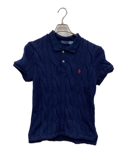 POLO RALPH LAUREN（ポロ・ラルフローレン）POLO RALPH LAUREN (ポロ・ラルフローレン) ケーブル編み半袖ニットポロシャツ ブルー サイズ:L 未使用品の古着・服飾アイテム