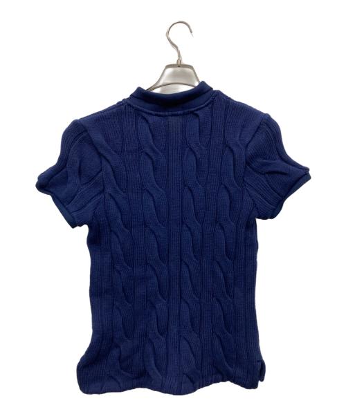 POLO RALPH LAUREN（ポロ・ラルフローレン）POLO RALPH LAUREN (ポロ・ラルフローレン) ケーブル編み半袖ニットポロシャツ ブルー サイズ:L 未使用品の古着・服飾アイテム